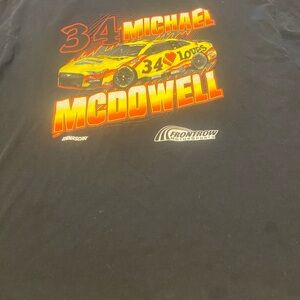 Nascar Michael McDowell #34 Black Tee with Yellow & Orange Car Graphic
